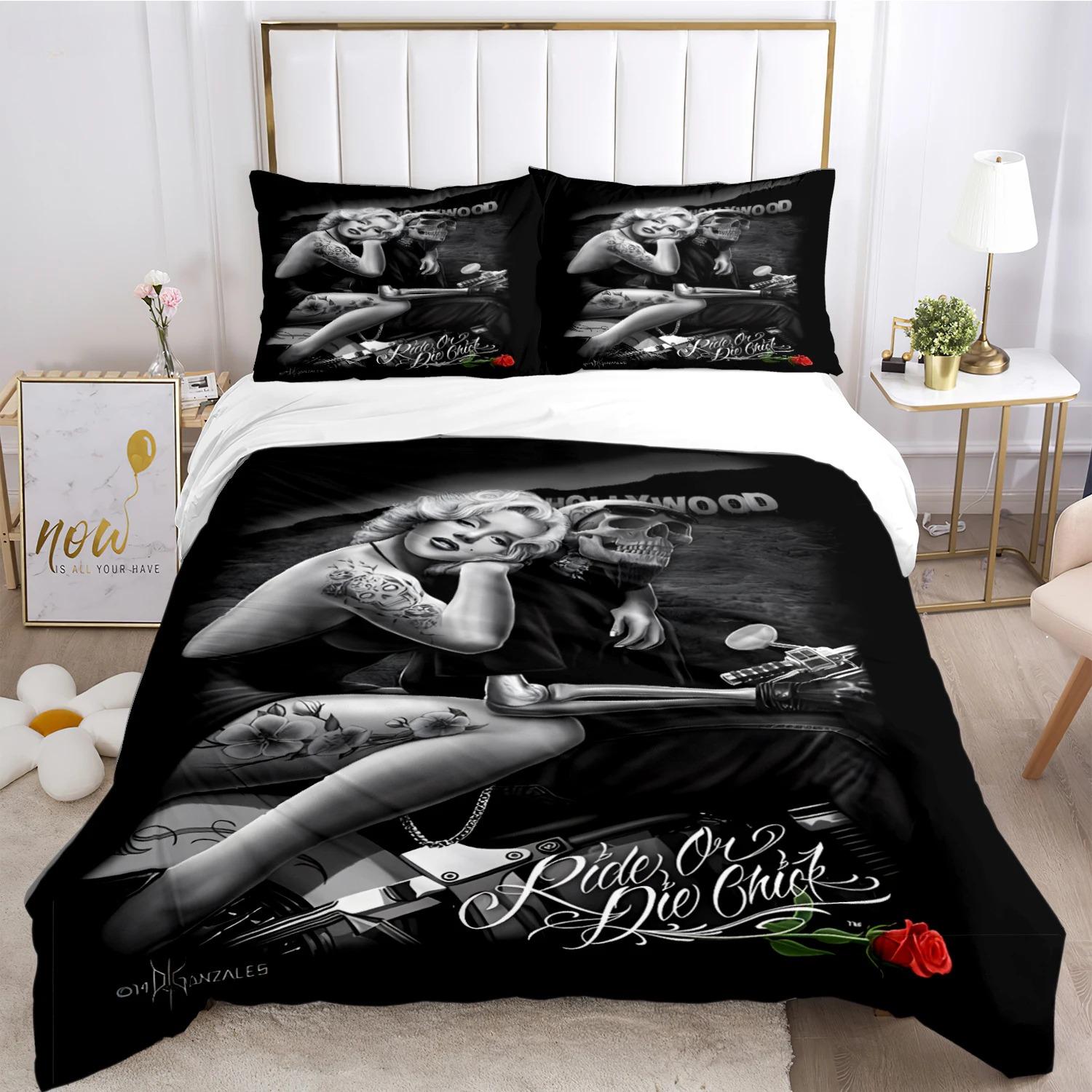 

Підковдра з Мерілін Монро, комплект постільної білизни Fear, м яка підковдра та наволочки для підлітків-хлопчиків, одномісне/двоспальне/королівське 240X220cm-3pcs