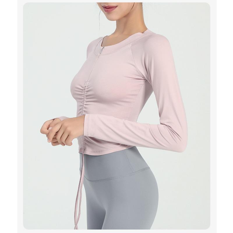 Yoga Sports Tops Women's Tight Drawstring Long Sleeve T-Shirt Autumn Running Fitness Clothing