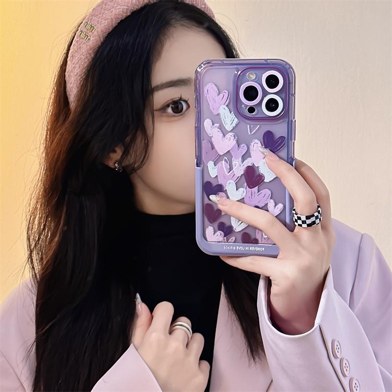 Moskado Invisible Stand Holder Phone Case For Iphone 14 13 11 12 Pro Max 14 Plus Swwet Love Heart Graffiti Soft Tpu Back Cover