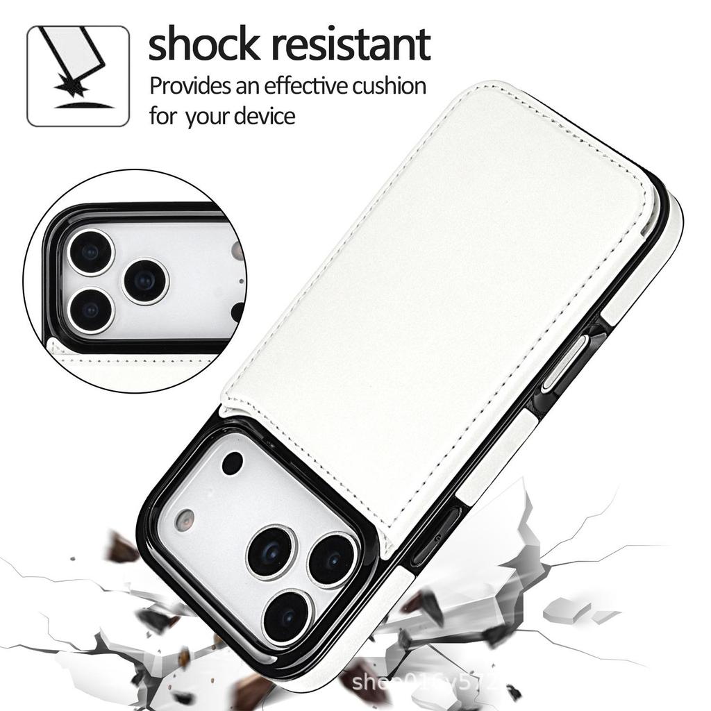 Kožené stojánkové pouzdro pro iPhone 17 Pro Max s držákem na karty a dvojitým zapínáním
