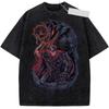 T-shirt di Berserk Animen Griffith Stampa Grafica Lavaggio Vintage Oversize Abbigliamento Uomo Donna Top in Puro Cotone