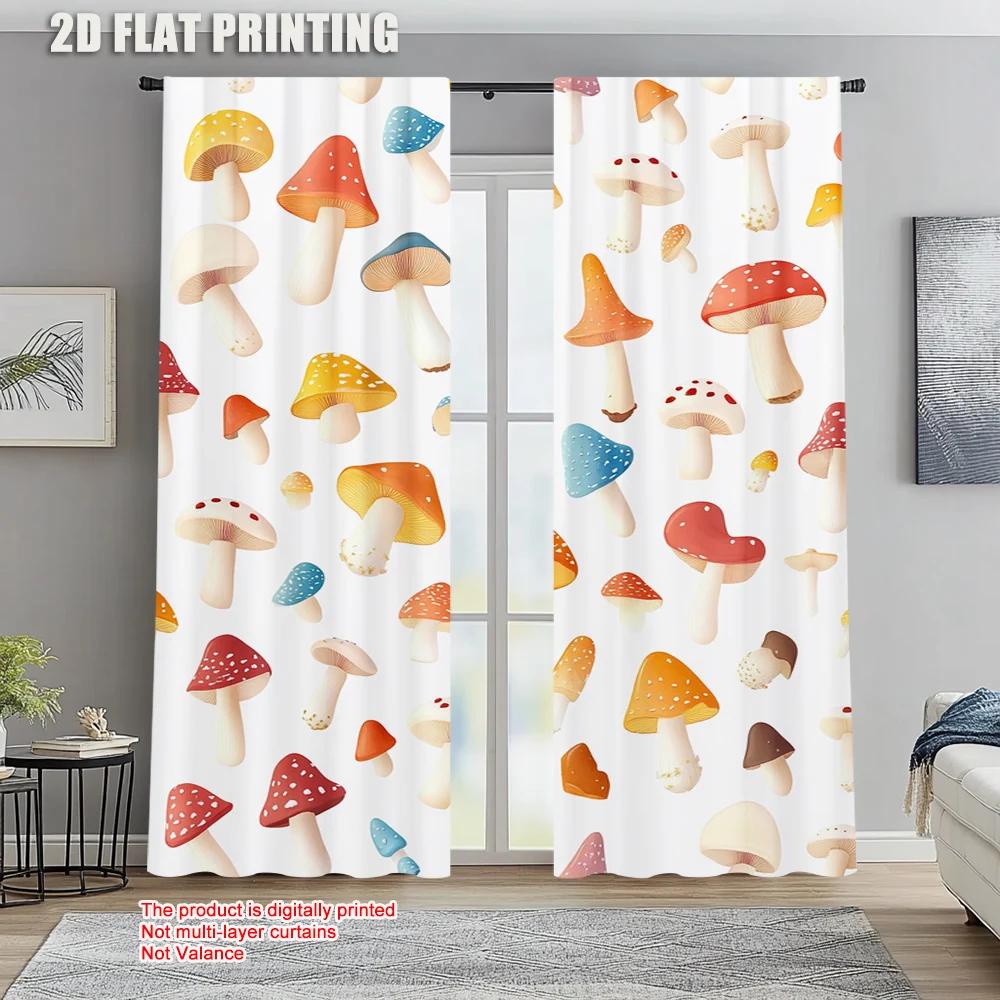 

Curtains Mushroom Polyester Without Electricity Festive Wall Decor Perfect Holiday Celebrations Made Of W100*H70(CM)-Grommet top&1PCS