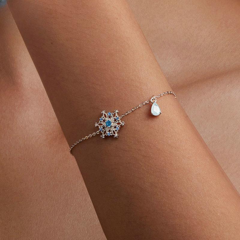 Original Winter Snowflake Bracelet for Women Niche Design S925 Sterling Silver Ice Flower Bracelet Christmas Gift