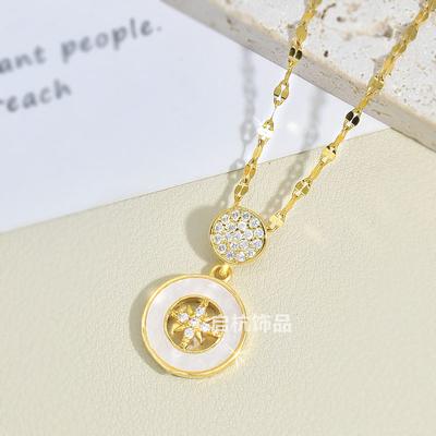 Fritillary Necklace Women'S Premium Simple Micro-Inlaid Zircon Pendant Exquisite Clavicle Chain