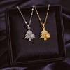 Christmas Tree & Cross Titanium Steel Necklace - Fashionable Women's Design with Micro-Inlaid Copper