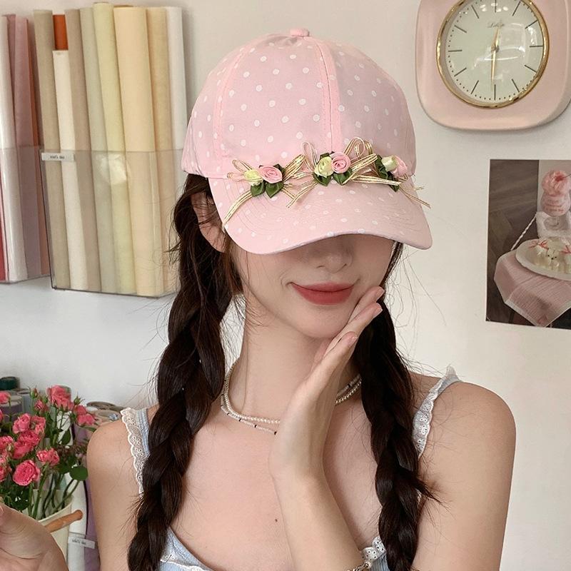 Polka Dot Flower Baseball Cap Children Spring And Summer Small Fresh Face Small Cap Outdoor Sun Protection Hat