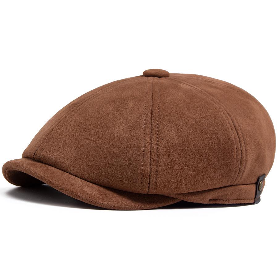 Men's and Women's Suede Newsboy Cap: Retro, Fashionable Autumn/Winter Octagonal Hat and Casual Painter Beret.