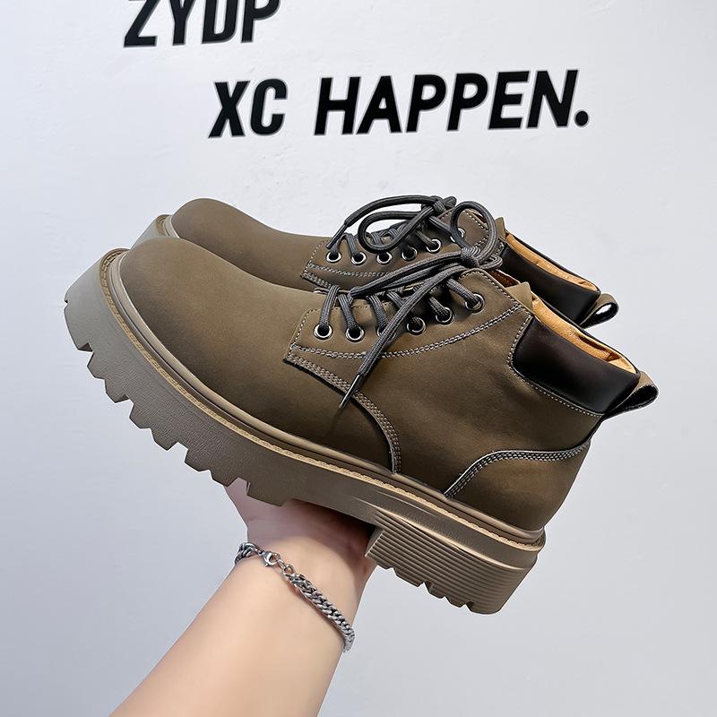 Rhubarb Boots Men's Winter Velvet British Style Tooling Boots Outdoor Hiking Boots 66591-A