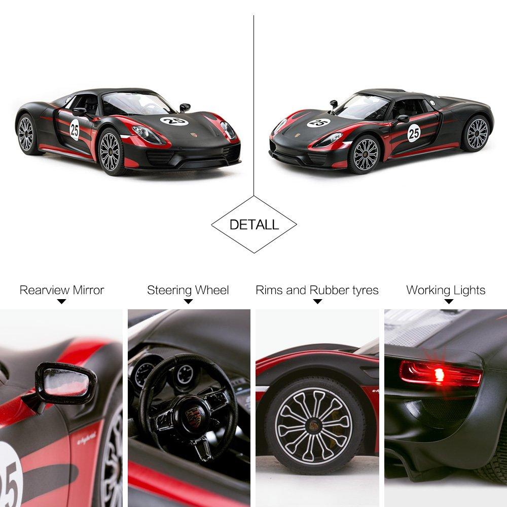 Porsche RC model RASTAR scale Porsche 918 Spyder toy car with black car, 1/14 lighting,