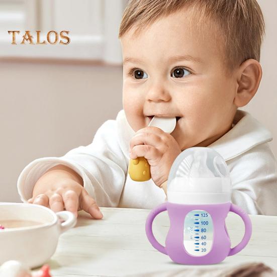 Babyflaschenhülle für Philips 4/8oz Glas, Silikon-Griffe mit einfachem Griff zum Schutz vor Stürzen, reduziert den Plastikkontakt, Babyflaschenabdeckung