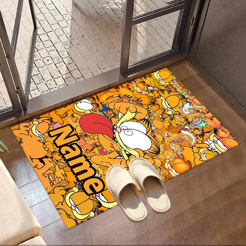 Custom Name Personalized Garfield Print Carpet, Versatile Home Decor Rug, for Playroom, Apartment, Balcony, Entryway, Hallway Gift