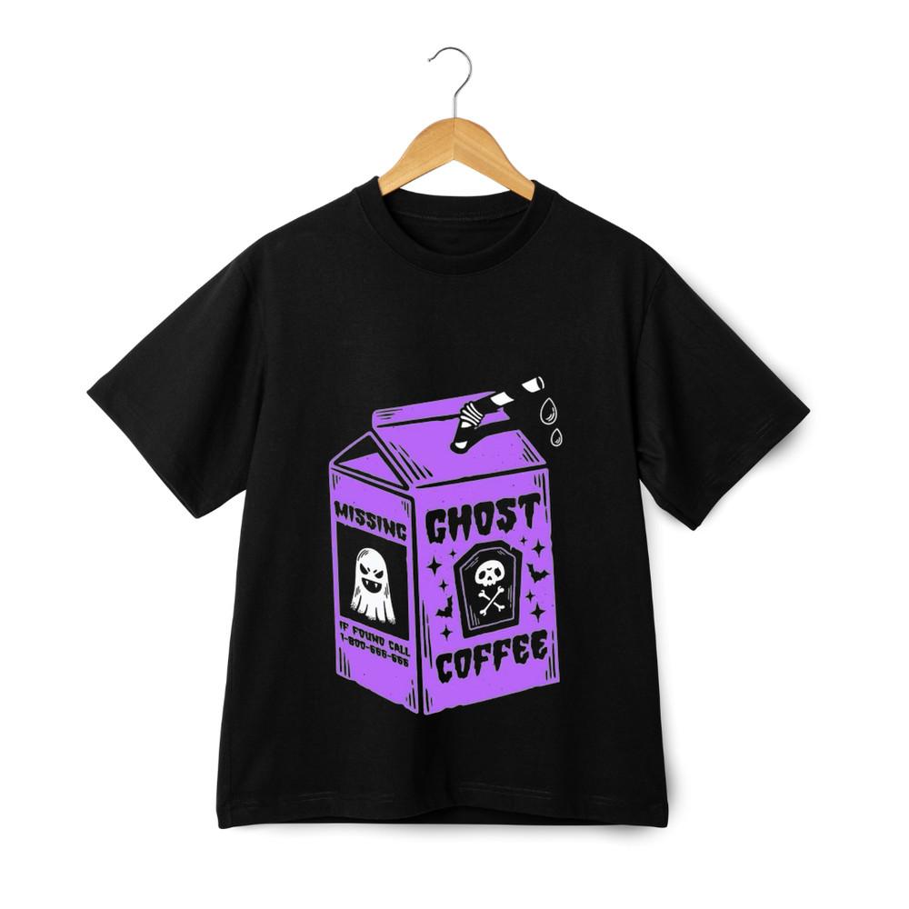 

Ghost Coffee Juice Box Graphic T-Shirt – Retro Halloween Spooky Streetwear Tee L