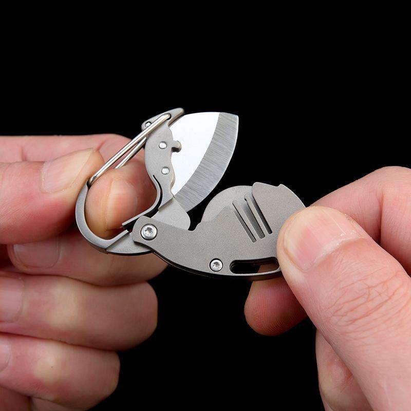 Titanium Alloy Hanging Buckle Multi-functional Key Chain Knife Unboxing Unpacking Express Delivery Small Tool  Folding Knife