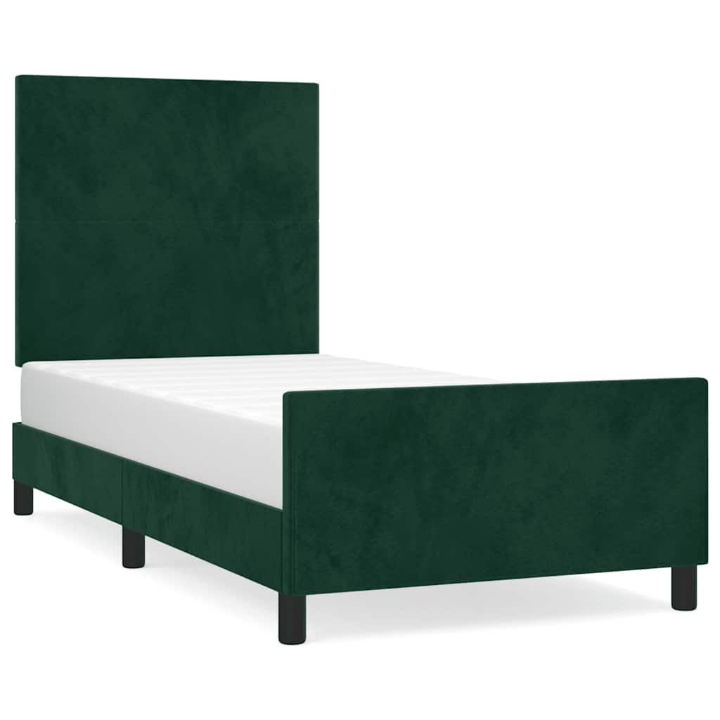 Bed Frame without Mattress Dark Green 90 x 200 cm Velvet
