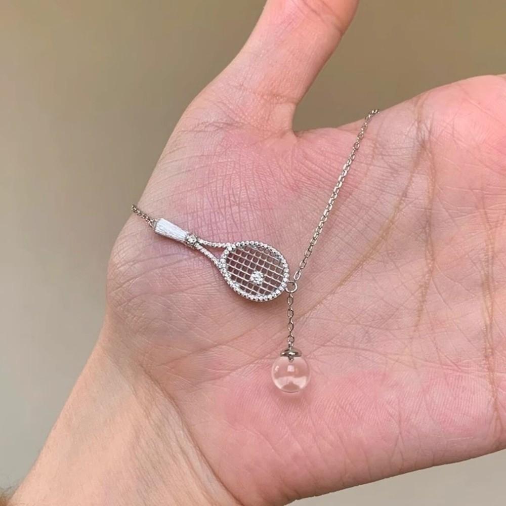 With Diamonds Tennis Racket Necklace Exquisite Sweater Chain New Pendant Necklace  Jewelry Gifts