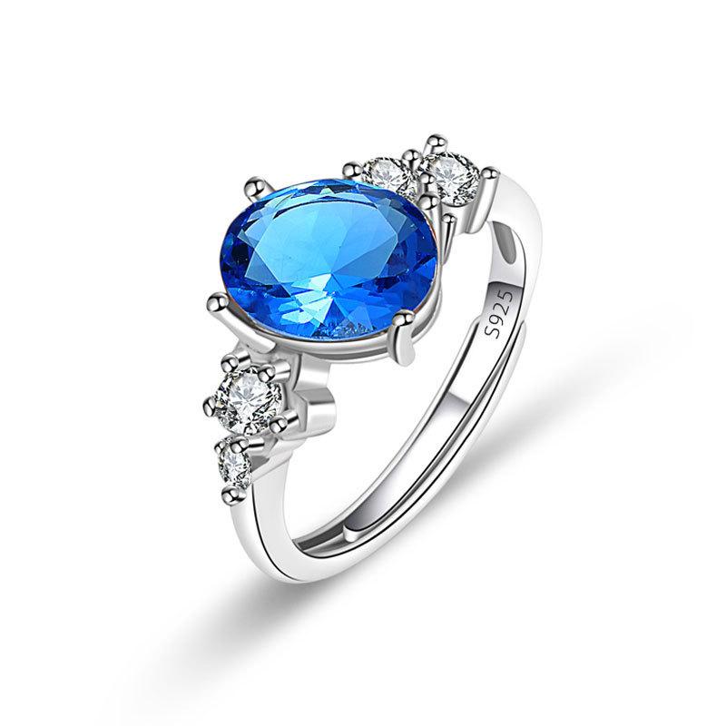 Women's Sapphire Ring With Colorful Ruby And Emerald Adjustable Band Fashion Jewelry Accessory For Her