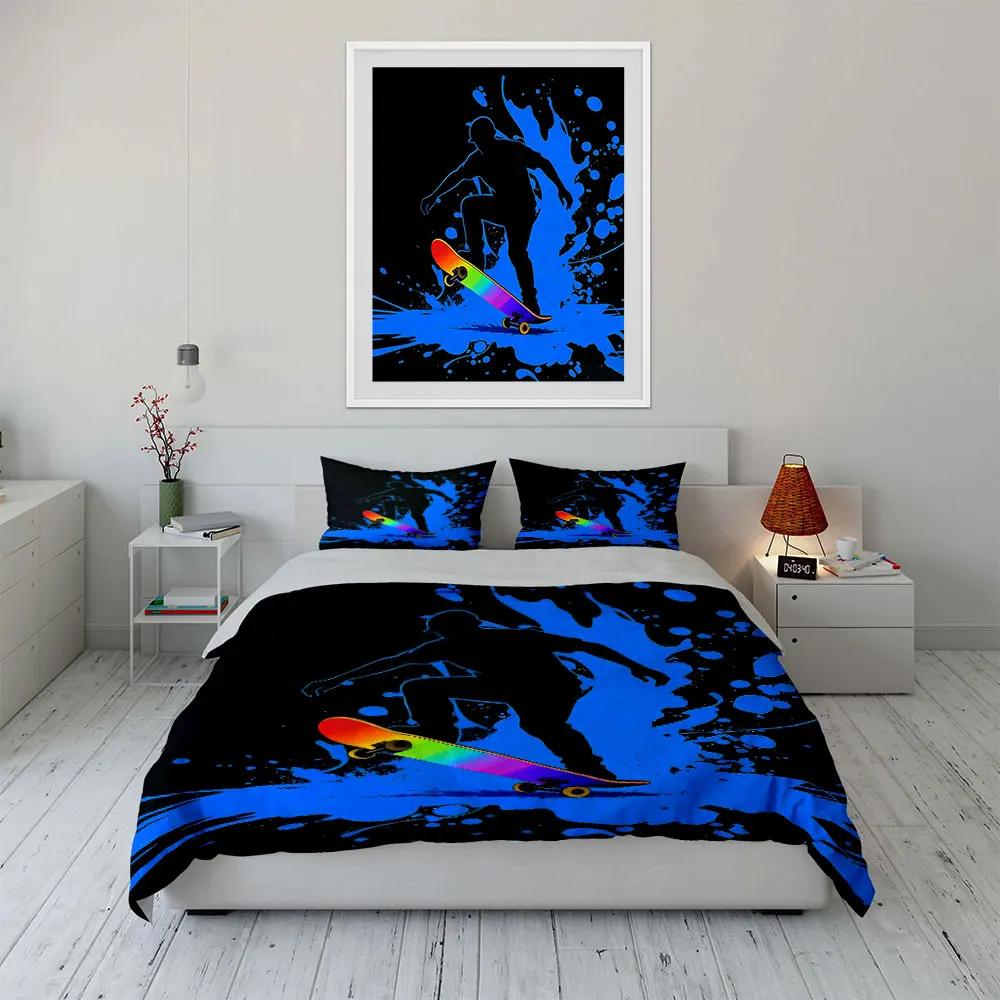 "Skateboard Art 3PC Set" Soft Comfortable Duvet Cover Bedding Set Included 1*Duvet Cover & 2*Pillowcases gift