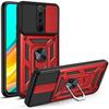 Protective Case - Xiaomi - Redmi 9 - Red - Rigid - Shockproof with Ring Stand