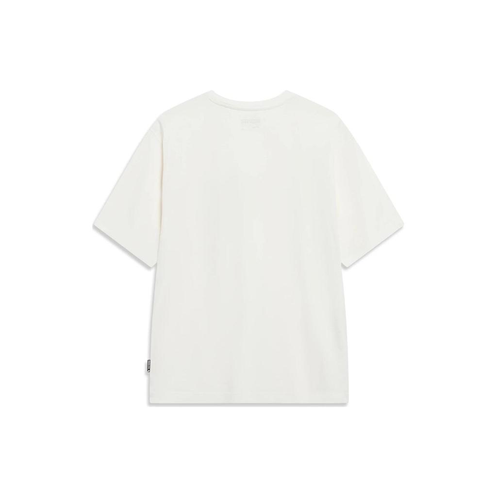 Li-Ning BadFive Series Letter Print Crew Neck Short Sleeve T-Shirt Men Tops Milk-White AHST283-5