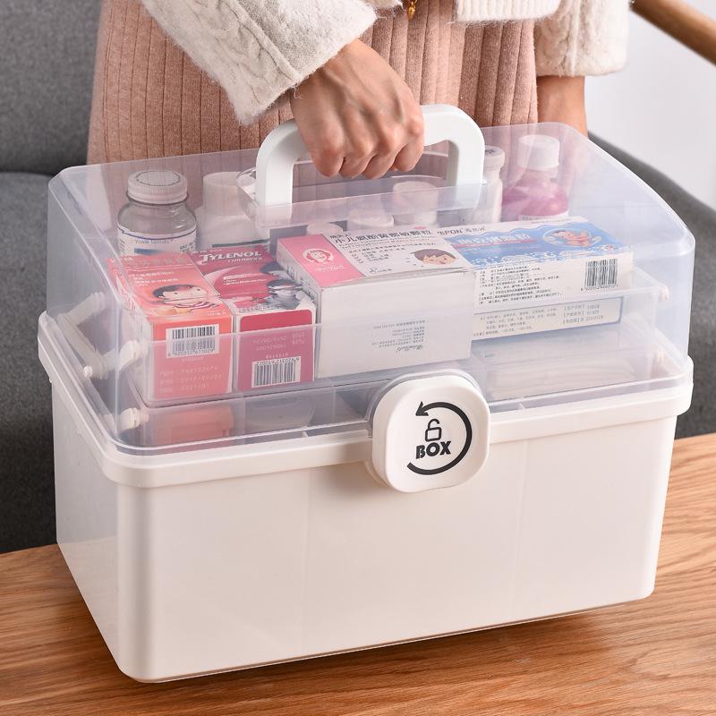 Large Capacity Portable Medicine Box for Home, Family, and Children's Use