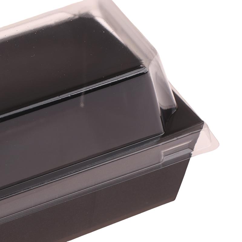 10Pcs Black Pink Fruit Cut Packing Box With Transparent Lids Sushi Box Disposable Takeaway Box Cake Bread Takeout Packing Boxes