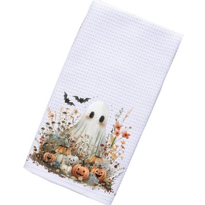 Reusable Halloweens Themed Dish Rag Sturdy Checkered Texture Quick Drying Kitchen Cloth Holiday Accent