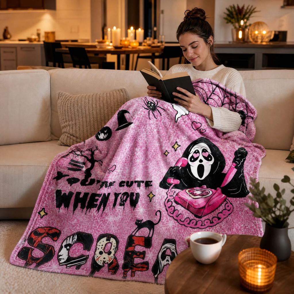Halloween Flannel Blanket with Creative Print, 180230 cm, for Bed Couch Sofa