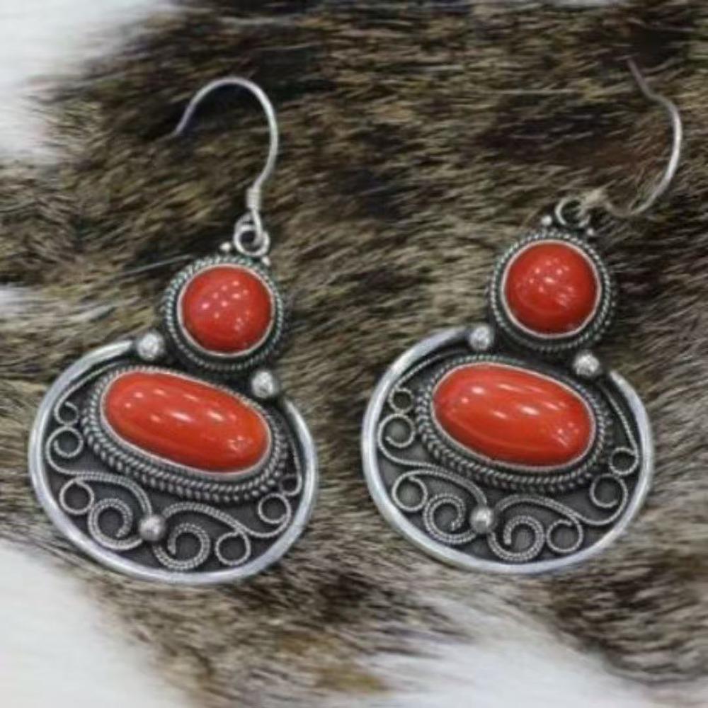 Retro Tibetan Earrings Ethnic Style Versatile Nepalese Niche Earrings Jewelry Stud Earrings Women