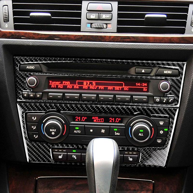 Carbon Fiber Car Center Console Gear Control Button Panel Frame Trim Stickers For BMW 3 Series E90 2005-2012 Accessories