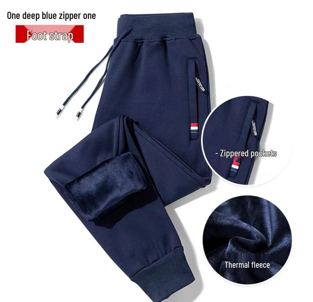 Men's Fleece-Lined Casual Plus Size Cuffed Sweatpants - Thick, Versatile, Outdoor & Trendy