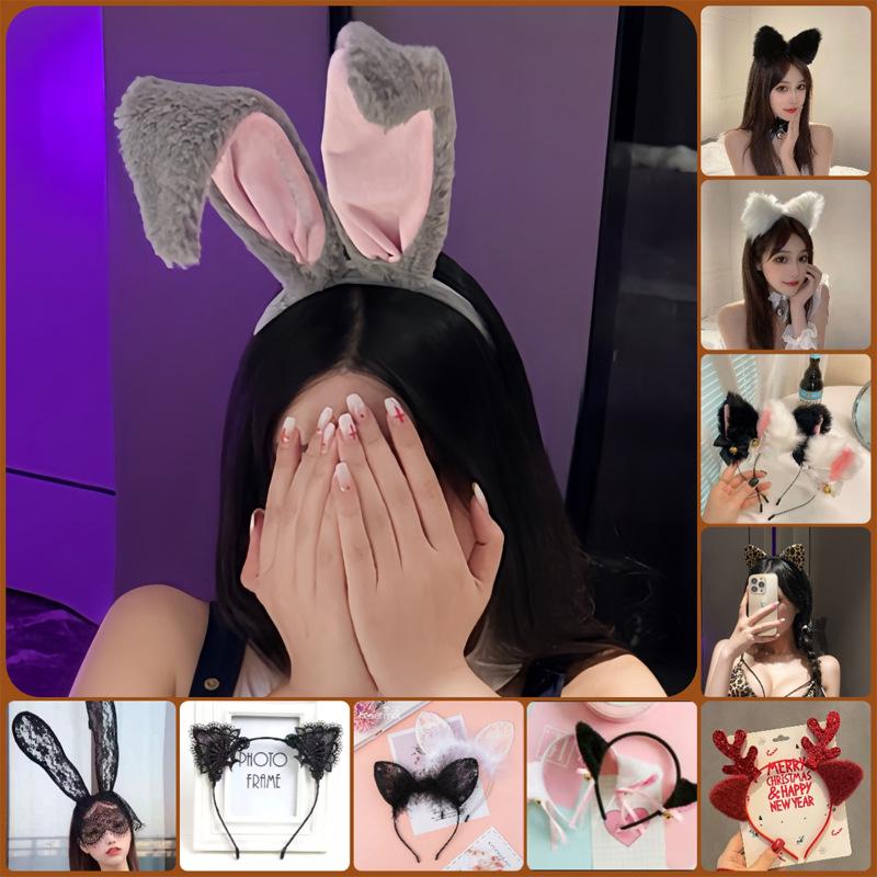 Tiara Fofa de Gato e Orelhas de Coelho para Cosplay, Acessórios de Cabelo Kawaii Estilo Soft Girl Japonês para Fotos