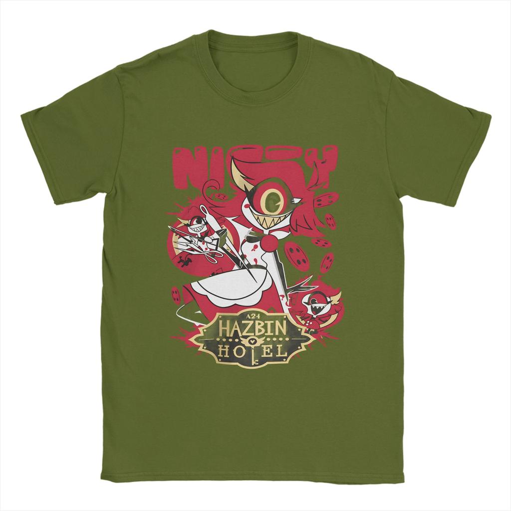 Hazbins Hotel T-Shirts Men  Leisure Cotton Tees Crewneck Short Sleeve T Shirts Summer Clothing
