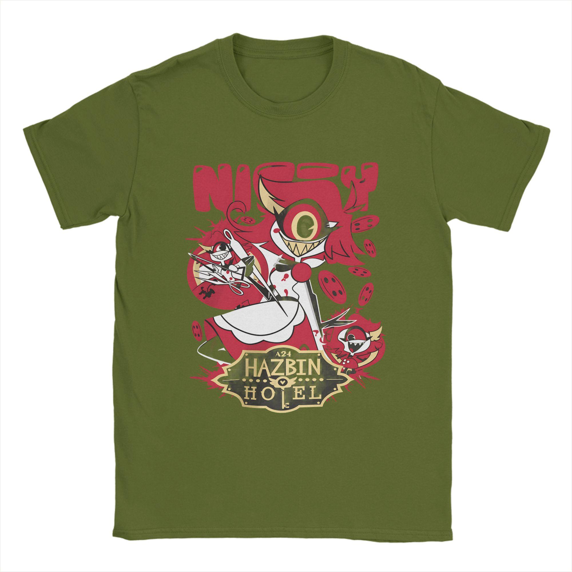 

Hazbins Hotel T-Shirts Men Leisure Cotton Tees Crewneck Short Sleeve T Shirts Summer Clothing 4XL