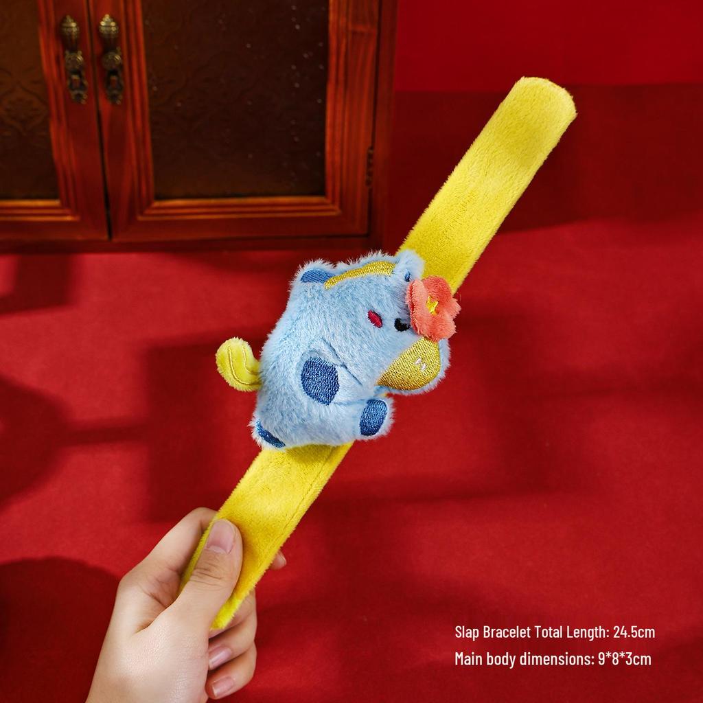 Christmas Cartoon Plush Snap Bracelet Doll - Stuffed Toy Wristband for Children's Christmas Eve Gift