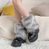 Long Tube Women Fur Leg Warmers Imitation Wolf Fur Fur Knee Cover Fur Leg Warm Socks  Women