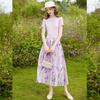 Bailuyu Elegant Spliced Floral A-Line Midi Dress