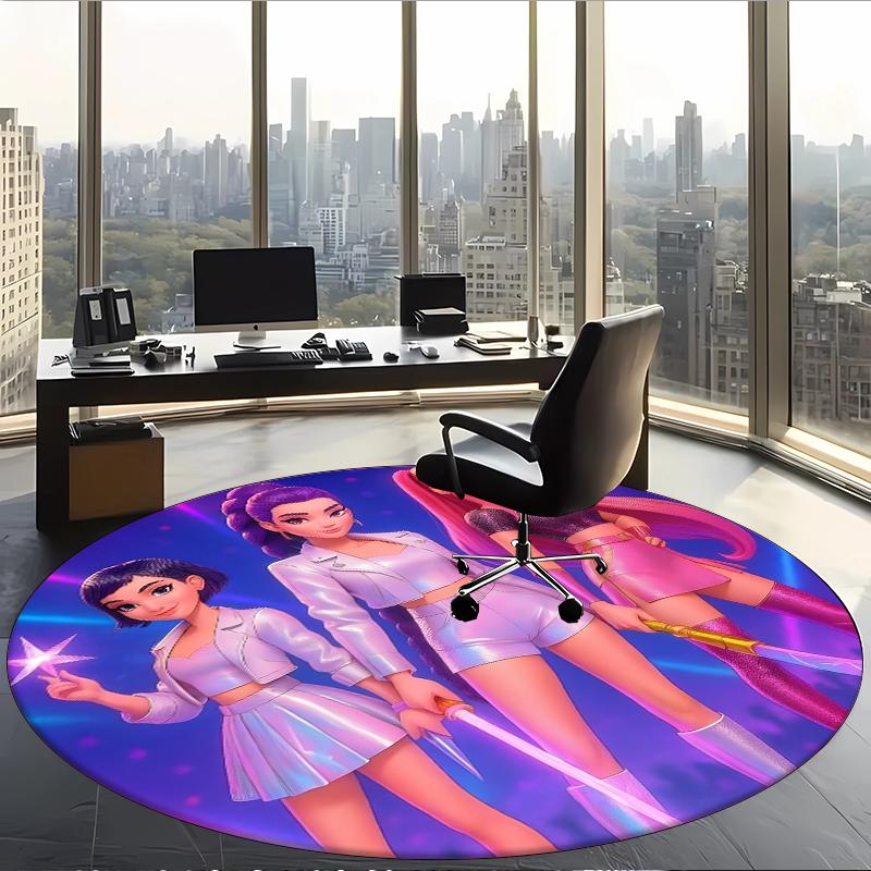 Huntrix (58) Round Office Rug Decorative Floor Rug for Office Bedroom Living Room and Home Space