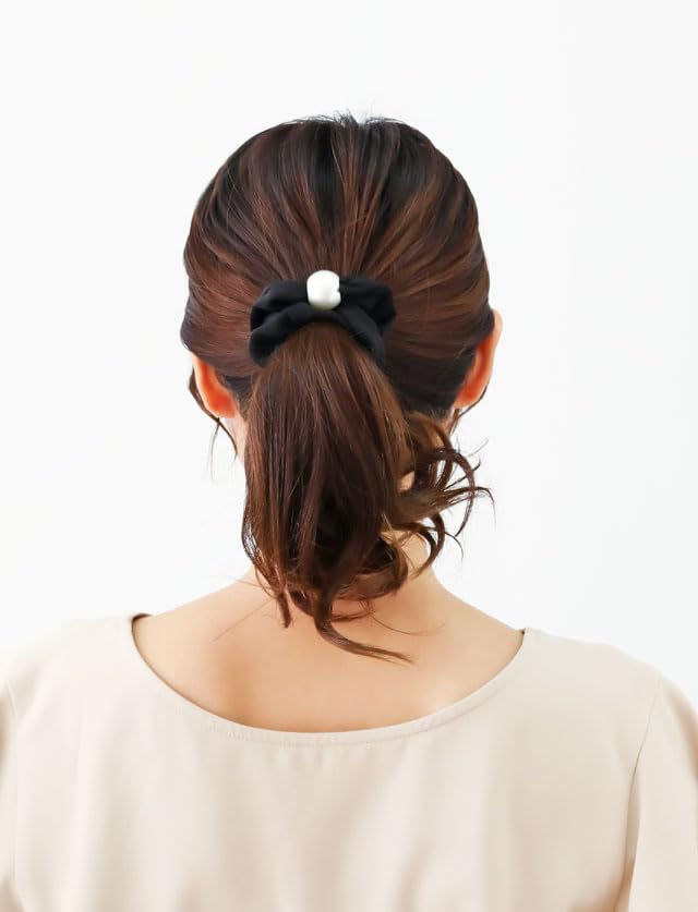 KOEIDO Bijin Kam Scrunchie Simple Pearl A single pearl adds elegance to your look Chocolate - -