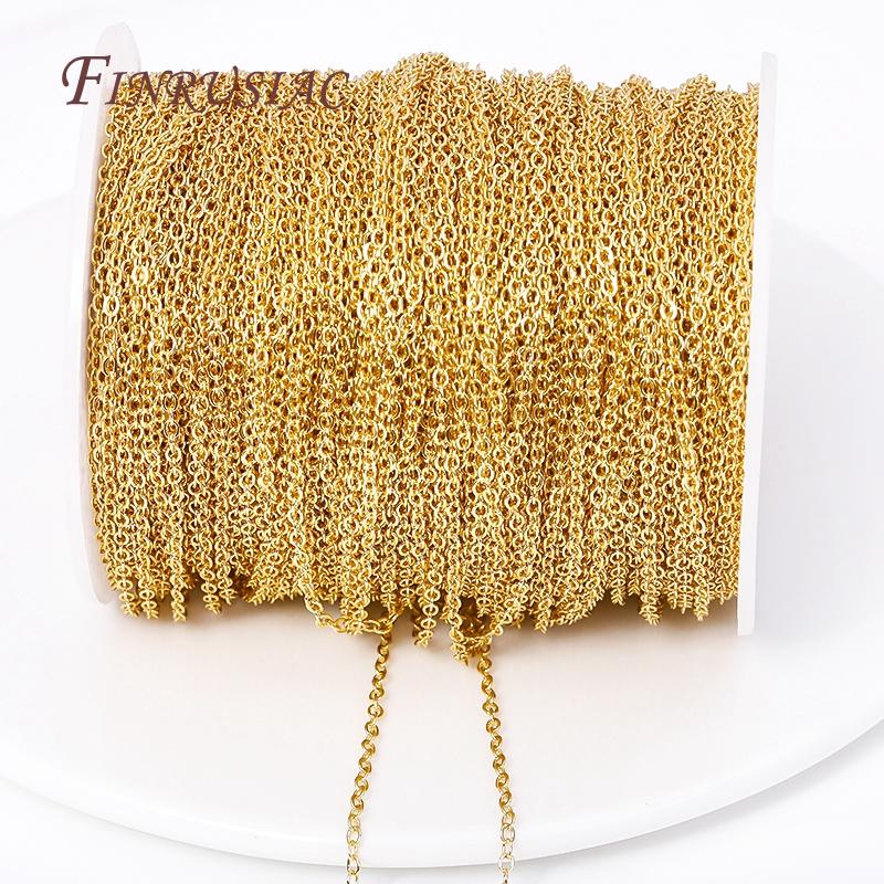 Wholesale Bulk Metal Chains 18K Gold Plated Metal O Shape 2.0MM Thin Chains For DIY Handmade Jewelry Making Accessories