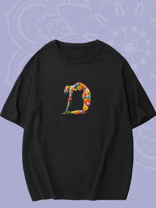 Oversized T-shirt with a yoga print 4XL