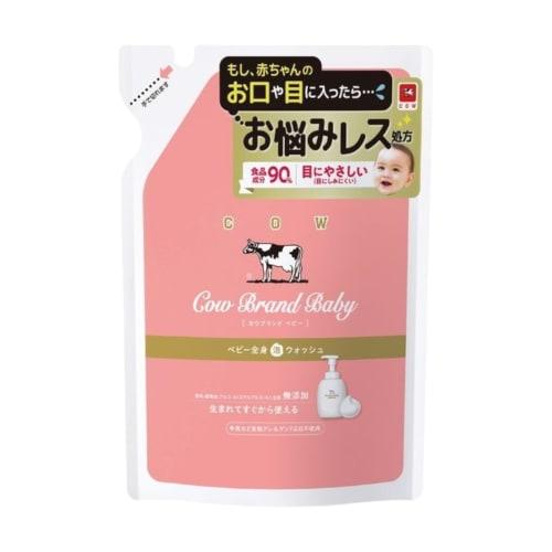 Cow Brand Baby Body Foaming Wash, 1 X 400ml Bottle + 1 X 350ml Refill, 90% Food-grade Ingredients, Gentle On Eyes, Additive-free, Mild