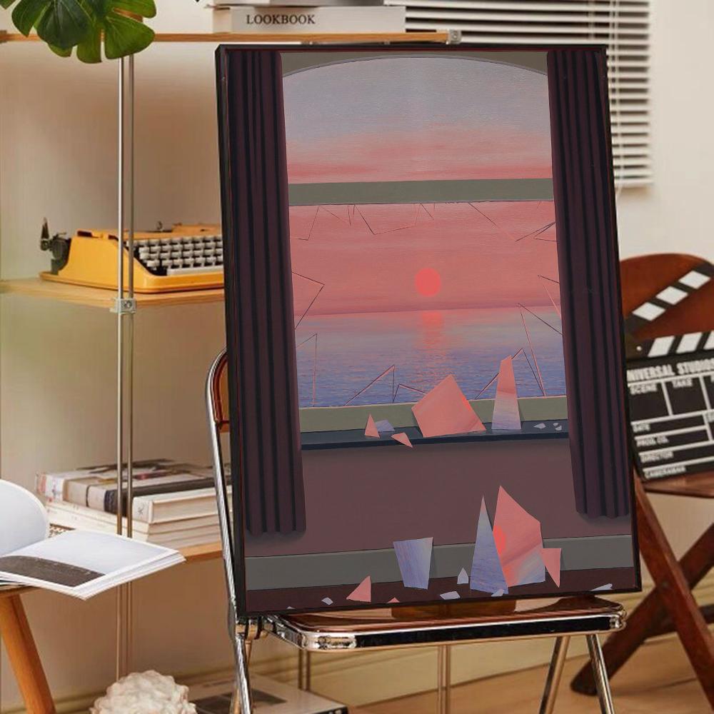 Scandinavian minimalist Rene Magritte surrealist Self-adhesive Art Poster Whitepaper Sticker DIY Room Bar Cafe Wall Decor