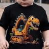 Summer Boys' Fashion Short Sleeve Dinosaur Excavator Element Print Outdoor Casual Top