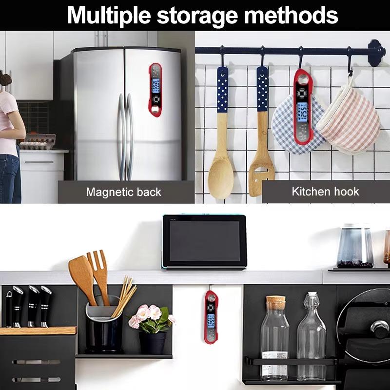 Dual-Probe Waterproof Digital Food Kitchen Thermometer For Oven Meat Cooking Grilling With Rotating LCD Screen Alarm Function