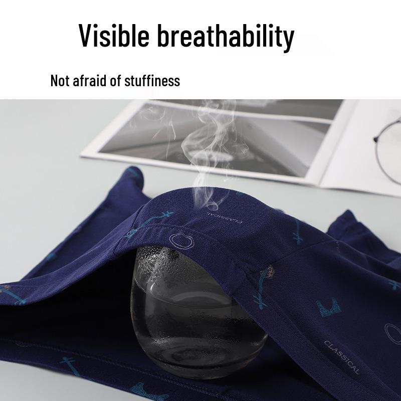 Men's Breathable Boxer Briefs - Printed Mid-Waist, Youthful Plus Size, Loose Four-Corner Shorts