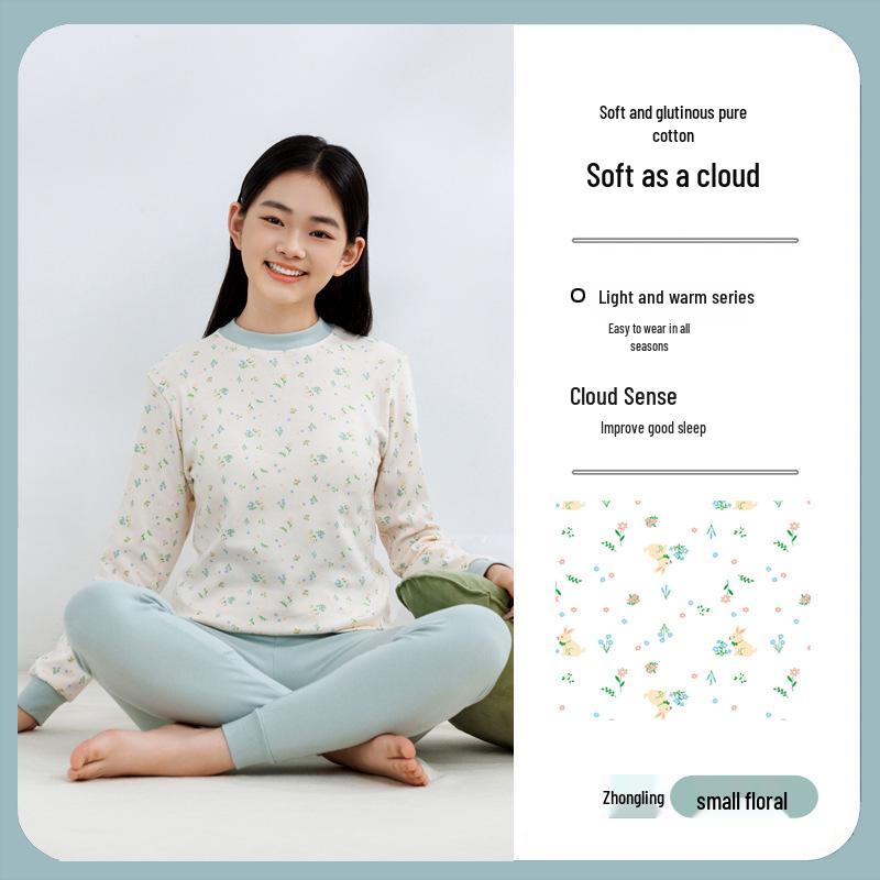 Termounderställ för barn: Bomullsunderställspyjamas för pojkar och flickor för höst och vinter