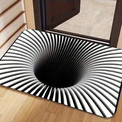 3D Optical Illusion Rug Realistic Hole Pattern Floor Mat Absorbent Non-Slip Bottomless Pit Doormat for Living Room Bedroom Porch Entrance