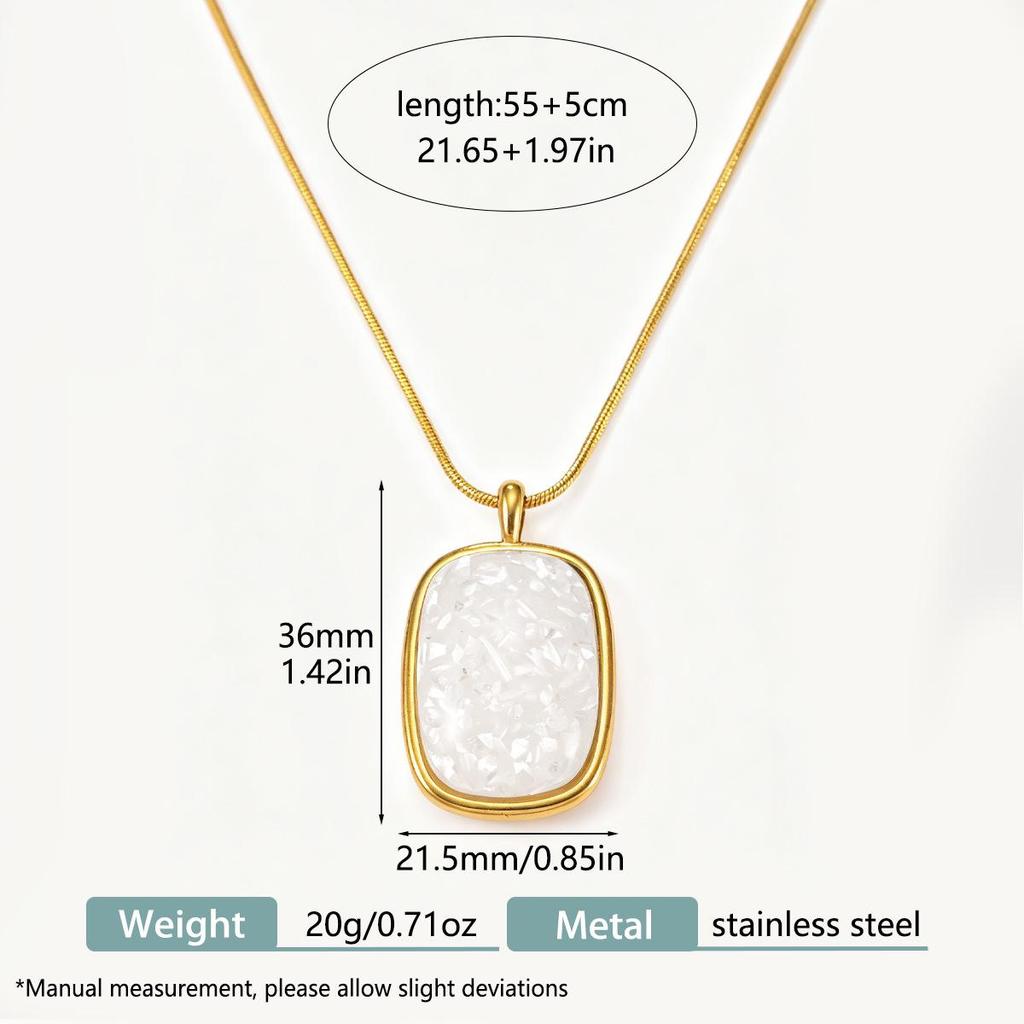 European Retro Stainless Steel Necklace with Natural Shell Pendant - Elegant Collarbone Chain