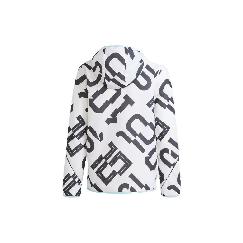 Adidas Bunda s kapucí na zip, digitální potisk, dlouhý rukáv, dětské bundy, bílá IJ4938