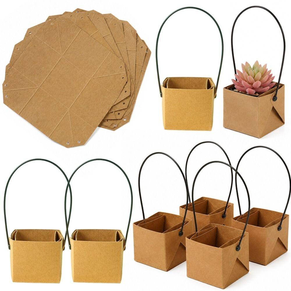 10 Stück Faltbare Kraftpapier Pflanztöpfe Kraftpapier Handpflanzboxen Sukkulentenpflanzung